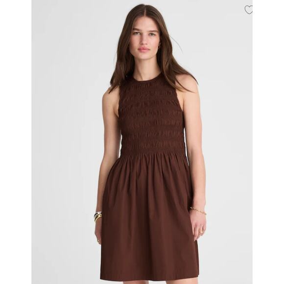 NWT Madewell The Melody Smocked Mini Dress Size Large Brown Retail $148 - Picture 2 of 6